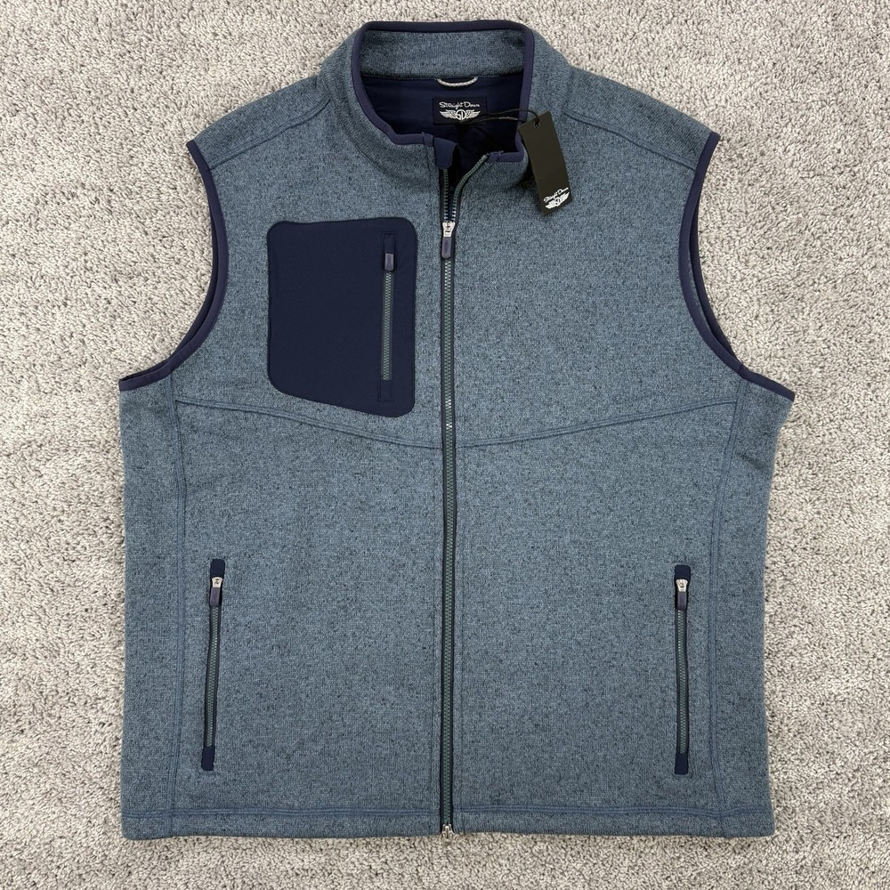 Straight Down Carmel Vest Men's XL Blue NWT Full Zip Fleece